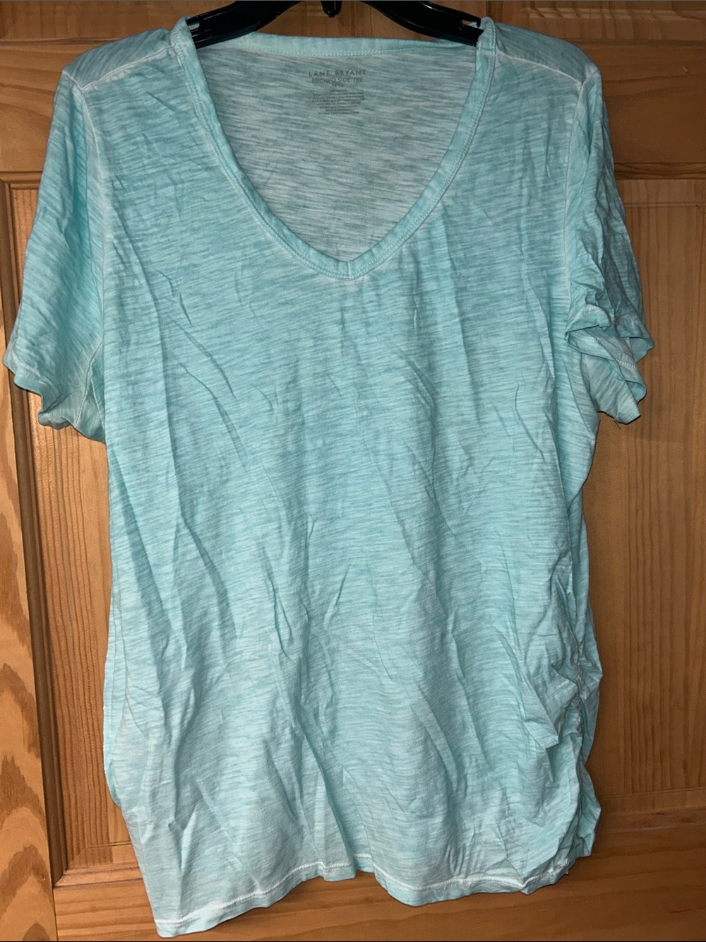 Lane Bryant Light Aqua Ruched Side Tee